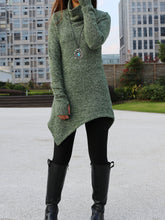 Load image into Gallery viewer, Asymmetrical knit sweater/women pullover sweater dress/cowl neck sweater/oversized knit top/customized tunic dress/plus size sweatshirt/casual jumper (Y1853) - lijingshop