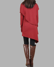 Load image into Gallery viewer, Cotton dress/High Neck Dress/Thumb hole Sleeves tunic/Womens Tunic Dress/Cotton Asymmetric T-shirt/Long Sleeve Tunic Top/Oversized Shirt/Casual T-shirt Customized(Y1535)
