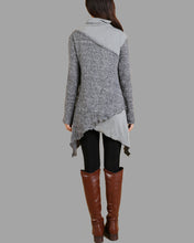 Load image into Gallery viewer, Women's pullover sweater/asymmetrical woolen black tunic dress/oversized casual customized plus size tunic top/maternity dress(Y1999S)