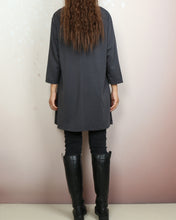 Load image into Gallery viewer, 3/4 sleeve cotton tunic top, Boho tunic tops, casual loose t-shirt, women's dark blue long tops(Y2008)