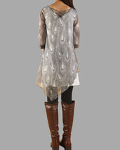 Load image into Gallery viewer, Peacock feather printed dress, silk dress, half sleeve tunic dress, modal cotton dress, summer dress, tunic top for leggings(Q1050)