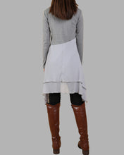 Load image into Gallery viewer, Women's asymmetrical dress/cotton and chiffon tunic dress/plus size tunic top/oversized t-shirt/casual t-shirt/customized blouse/black grey top (Q1508)