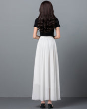 Load image into Gallery viewer, Women's maxi skirt, Elastic waist skirt, flare skirt, chiffon skirt, high waist skirt, long skirt, A-line skirt, white skirt A0012
