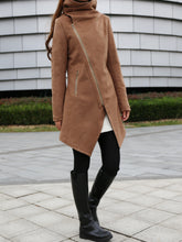 Load image into Gallery viewer, Wool Coat/Asymmetrical Cashmere jacket/Womens Winter Jacket/Trench Coat/zipper coat/Long Overcoat(Y5130) - lijingshop