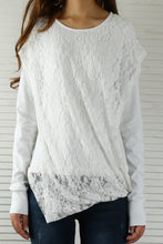 Load image into Gallery viewer, Womens Lace Cotton Hoodie/cotton Top/Oversized Plus size Sweatshirt/Casual Top/Customized T-shirt/Asymmetry clothing/Boho t-shirt/Long Sleeve Shirt(Y3118S) - lijingshop