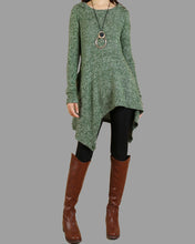 Load image into Gallery viewer, Women's oversized tunic dress/sweater hoodie/asymmetrical knit tunic dress/plus size hoodie/casual customized top/Maternity dress/black sweater (Q5101)