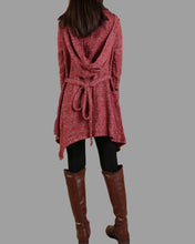 Load image into Gallery viewer, Women's oversized tunic dress/sweater hoodie/asymmetrical knit tunic dress/plus size hoodie/casual customized top/Maternity dress/black sweater (Q5101)