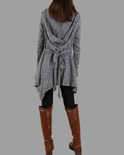 Load image into Gallery viewer, Women's oversized tunic dress/sweater hoodie/asymmetrical knit tunic dress/plus size hoodie/casual customized top/Maternity dress/black sweater (Q5101)