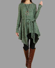 Load image into Gallery viewer, Women's oversized tunic dress/sweater hoodie/asymmetrical knit tunic dress/plus size hoodie/casual customized top/Maternity dress/black sweater (Q5101)