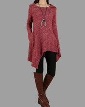 Load image into Gallery viewer, Women's sweater dress/asymmetrical knit tunic dress/plus size hoodie/oversized tunic dress/casual customized top/Maternity dress/black sweater (Q5101)