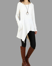 Load image into Gallery viewer, Women's oversized tunic dress/asymmetrical knit tunic dress/plus size hoodie/casual customized top/Maternity dress/black sweater (Q5101)