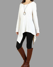 Load image into Gallery viewer, Women's asymmetrical knit tunic dress/plus size hoodie/oversized tunic dress/casual customized top/Maternity dress/black sweater (Q5101)