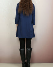 Load image into Gallery viewer, Boho tunic tops, 3/4 sleeve cotton tunic top, casual loose t-shirt, women&#39;s dark blue long tops(Y2008)
