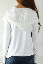 Load image into Gallery viewer, Womens Lace Cotton Hoodie/cotton Top/Oversized Plus size Sweatshirt/Casual Top/Customized T-shirt/Asymmetry clothing/Boho t-shirt/Long Sleeve Shirt(Y3118S) - lijingshop