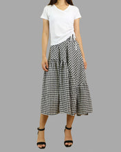 Load image into Gallery viewer, Plaid skirt, elastic waist skirt, high waist skirt, midi linen skirt, flared skirt, checkered skirt(Q1060)