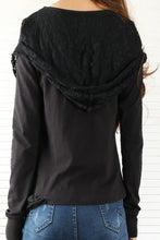 Load image into Gallery viewer, Womens Lace Cotton Hoodie/cotton Top/Oversized Plus size Sweatshirt/Casual Top/Customized T-shirt/Asymmetry clothing/Boho t-shirt/Long Sleeve Shirt(Y3118S) - lijingshop