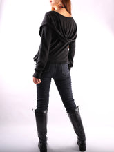 Load image into Gallery viewer, Casual Top/Womens Cotton Hoodie/cotton Top/Oversized Plus size Sweatshirt/Customized T-shirt/Asymmetry clothing/Boho t-shirt/Long Sleeve Shirt(Y3118) - lijingshop