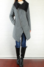 Load image into Gallery viewer, Womens Winter Jacket/Wool Coat/Trench Coat/Asymmetrical Cashmere jacket/zipper coat/Long Overcoat(Y5130) - lijingshop