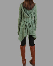 Load image into Gallery viewer, Women's sweater hoodie/asymmetrical knit tunic dress/plus size hoodie/oversized tunic dress/casual customized top/Maternity dress/black sweater (Q5101)