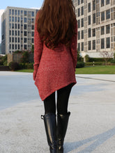 Load image into Gallery viewer, Asymmetrical knit sweater/women pullover sweater dress/cowl neck sweater/oversized knit top/customized tunic dress/plus size sweatshirt/casual jumper (Y1853) - lijingshop