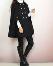 Load image into Gallery viewer, Wool cape coat, wool poncho, wool cloak jacket, winter coat, wool cloak(Y2164)
