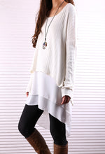 Load image into Gallery viewer, Chiffon Tunic dress Set/Women's Sweater Dress /Strap Dress/Slip Chiffon Dress/Oversized Sweaters/Plus Size Sweater Dress/Fall Outfits(Q1801M) - lijingshop