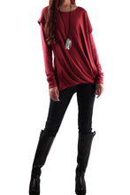 Load image into Gallery viewer, Casual Top/Womens Cotton Hoodie/cotton Top/Oversized Plus size Sweatshirt/Customized T-shirt/Asymmetry clothing/Boho t-shirt/Long Sleeve Shirt(Y3118) - lijingshop