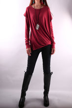 Load image into Gallery viewer, Casual Top/Womens Cotton Hoodie/cotton Top/Oversized Plus size Sweatshirt/Customized T-shirt/Asymmetry clothing/Boho t-shirt/Long Sleeve Shirt(Y3118) - lijingshop