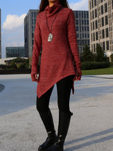 Load image into Gallery viewer, Asymmetrical knit sweater/women pullover sweater dress/cowl neck sweater/oversized knit top/customized tunic dress/plus size sweatshirt/casual jumper (Y1853) - lijingshop