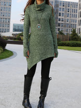 Load image into Gallery viewer, women cowl neck sweater/pullover sweater dress/Asymmetrical knit sweater/oversized knit top/customized tunic dress/plus size sweatshirt/casual jumper (Y1853) - lijingshop