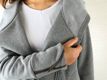 Load image into Gallery viewer, Women Jacket/Black Hooded Jacket with Zipper/Cotton Fleece Cardigan/Hood Fleece Coat(Y3119) - lijingshop