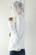 Load image into Gallery viewer, Womens Lace Cotton Hoodie/cotton Top/Oversized Plus size Sweatshirt/Casual Top/Customized T-shirt/Asymmetry clothing/Boho t-shirt/Long Sleeve Shirt(Y3118S) - lijingshop