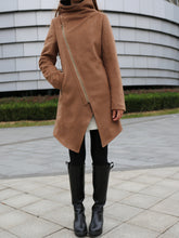 Load image into Gallery viewer, Wool Coat/Asymmetrical Cashmere jacket/Womens Winter Jacket/Trench Coat/zipper coat/Long Overcoat(Y5130) - lijingshop
