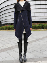 Load image into Gallery viewer, Wool Coat/Asymmetrical Cashmere jacket/Womens Winter Jacket/Trench Coat/zipper coat/Long Overcoat(Y5130) - lijingshop