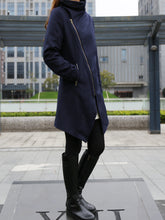 Load image into Gallery viewer, Wool Coat/Asymmetrical Cashmere jacket/Womens Winter Jacket/Trench Coat/zipper coat/Long Overcoat(Y5130) - lijingshop