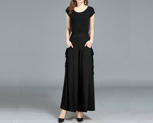 Load image into Gallery viewer, Summer Pants, Chiffon Skirt Pants, Women&#39;s Cropped Pants, wide leg Pants, Chiffon trousers (K1025)
