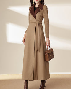 Wool coat for women, maxi coat, coat dress, winter coat, flare coat, long jacket, wool overcoat, coat with pockets (Y2167)