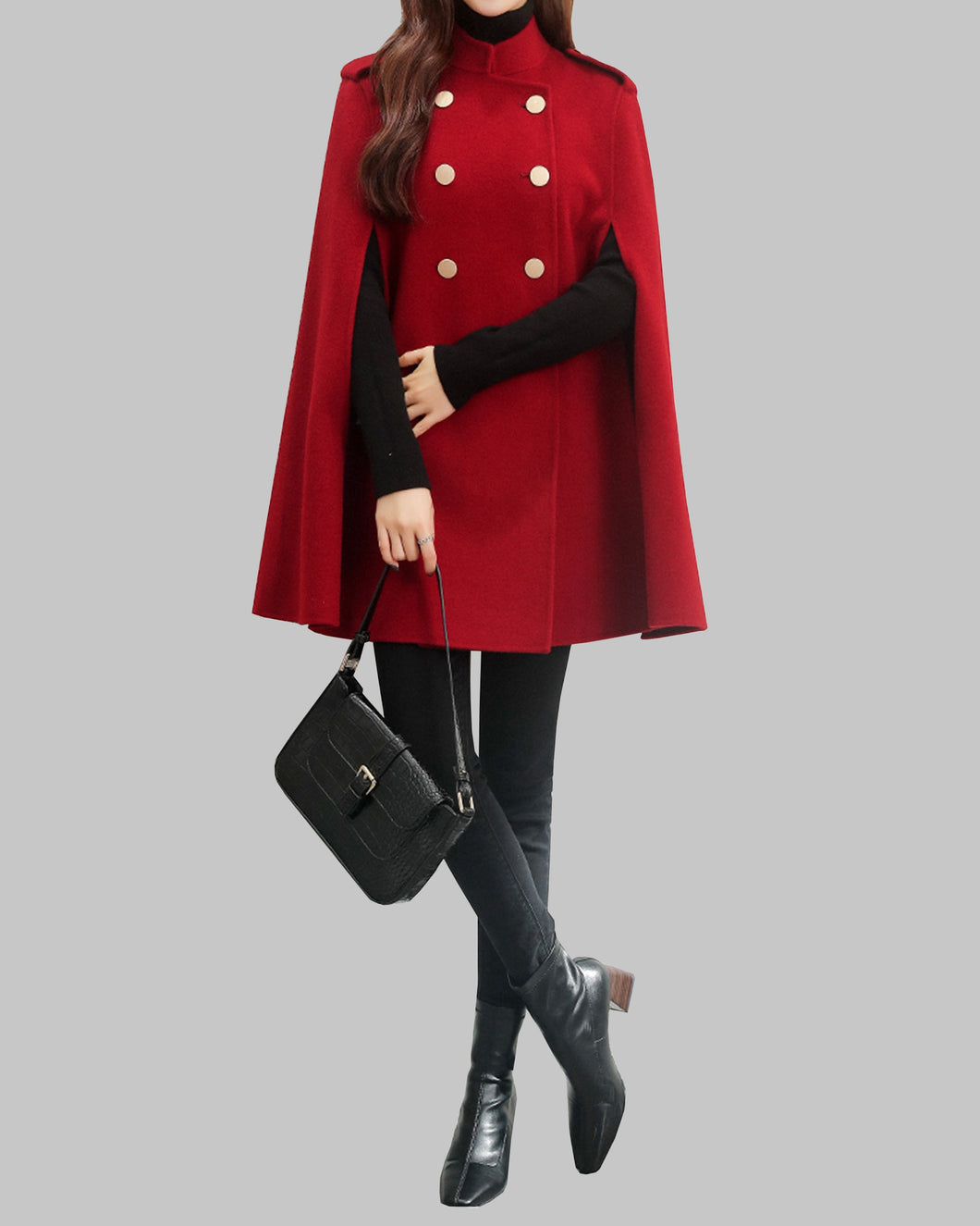 Wool cloak coat/Cape coat/Wool coat Women/Women's winter coat/wool long coat/wool jacket/plus size overcoat/A-line coat/ coat T0518