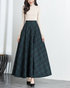 Plaid skirt, Winter skirt, wool skirt, long skirt, vintage skirt, high waist skirt, midi skirt(Q1078)