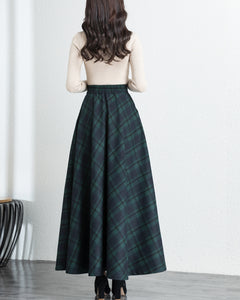 Plaid skirt, Winter skirt, wool skirt, long skirt, vintage skirt, high waist skirt, midi skirt(Q1078)