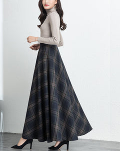 Plaid skirt, Winter skirt, wool skirt, long skirt, vintage skirt, high waist skirt, midi skirt(Q1078)