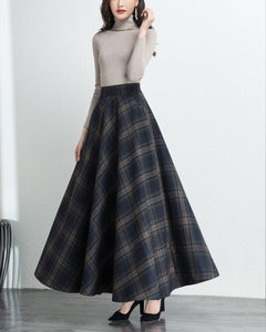 Plaid skirt, Winter skirt, wool skirt, long skirt, vintage skirt, high waist skirt, midi skirt(Q1078)