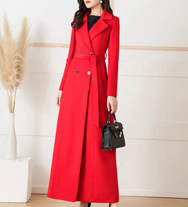 Wool Coat women, Long Wool Jacket, Coat dress, Winter Coat, wool Trench Coat, Full Length coat, maxi coat, Belt Coat, Handmade Coat(Y1187)