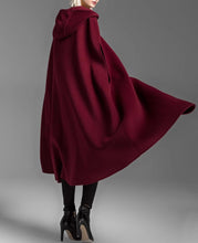 Load image into Gallery viewer, Cape coat with hood, wool poncho jacket, high neck coat, wool cloak coat, wool shawl winter coat, vintage cape(Y1908)
