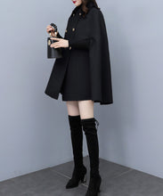 Load image into Gallery viewer, Cape coat Women, wool poncho jacket, wool cloak coat, wool shawl winter coat, double breasted buttoned coat(Y1105)

