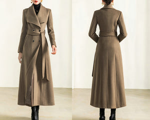 Wool coat for women, maxi coat, coat dress, winter coat, flare coat, buttoned jacket, wool overcoat, coat with pockets (Y2165)