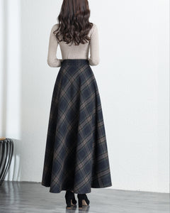 Plaid skirt, Winter skirt, wool skirt, long skirt, vintage skirt, high waist skirt, midi skirt(Q1078)