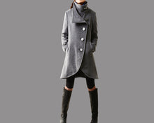 Load image into Gallery viewer, Wool coat Women/Women&#39;s winter coat/wool long coat/wool jacket/plus size overcoat/A-line coat/asymmetrical coat T08
