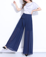 Load image into Gallery viewer, Wide leg Pants, Chiffon Skirt Pants, Summer Pants, Women&#39;s Pants, Chiffon trousers, long pants, elastic waist pants (K2039)
