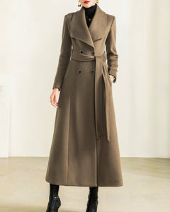 Wool coat for women, maxi coat, coat dress, winter coat, flare coat, buttoned jacket, wool overcoat, coat with pockets (Y2165)